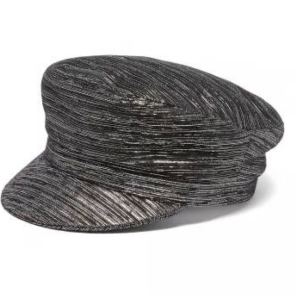 Isabel Marant Cap Metallic Black Silver Newsboy Streetwear Chic Sparkle NWT OS - Picture 11 of 13